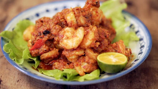 Sambal Udang or stir fried spicy prawns